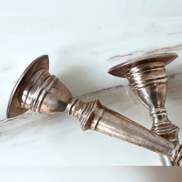 Sheffield Styled VTG Sterling Silver Plated Georgian Candlesticks - Picture 5 of 10